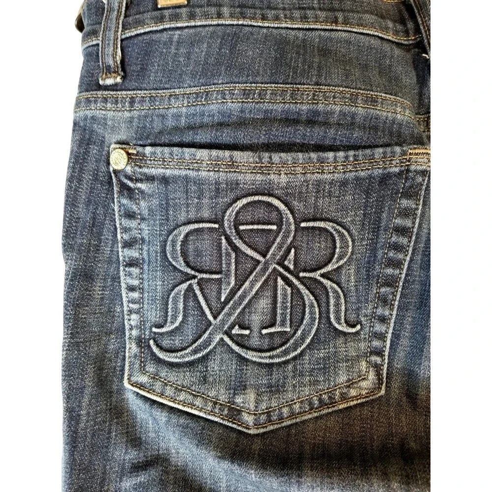 Rock & Republic Women's Dark Blue Embroidered Pocket Bootcut Jeans